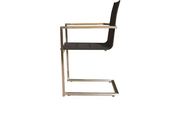 OUTFLEXX Sitzgruppe, Schwarz, Edelstahl/Teak, Esstisch 200 X 90 Cm, 6 Stapelstühle Gepolstert 10 OUTFLEXX Sitzgruppe, Schwarz, Edelstahl/Teak, Esstisch 200 X 90 Cm, 6 Stapelstühle Gepolstert – Bild 10