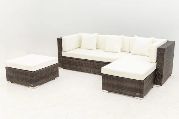 OUTFLEXX Loungemöbel-Set, Braun Marmoriert, 5 Pers, Polyrattan, Wasserfeste Kissenbox 13 OUTFLEXX Loungemöbel-Set, Braun Marmoriert, 5 Pers, Polyrattan, Wasserfeste Kissenbox – Bild 13
