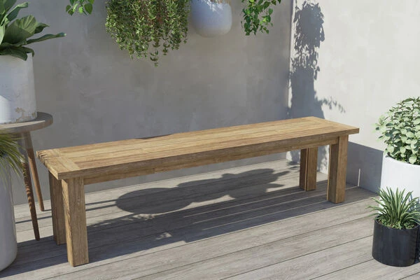 OUTFLEXX Sitzbank, Natur, Recyceltes SLVK-Teakholz, 170 X 40 X 45 Cm 2 OUTFLEXX Sitzbank, Natur, Recyceltes SLVK-Teakholz, 170 X 40 X 45 Cm – Bild 2