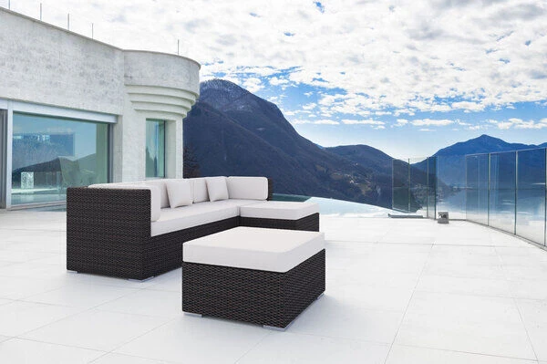 OUTFLEXX Loungemöbel-Set, Braun Marmoriert, 5 Pers, Polyrattan, Wasserfeste Kissenbox 1 OUTFLEXX Loungemöbel-Set, Braun Marmoriert, 5 Pers, Polyrattan, Wasserfeste Kissenbox