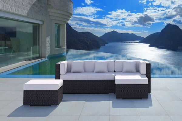 OUTFLEXX Loungemöbel-Set, Braun Marmoriert, 5 Pers, Polyrattan, Wasserfeste Kissenbox 2 OUTFLEXX Loungemöbel-Set, Braun Marmoriert, 5 Pers, Polyrattan, Wasserfeste Kissenbox – Bild 2