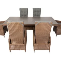 OUTFLEXX Dining Set, Hellbraun, Polyrattan, Tisch 220x100cm, Spraystone, 6mm, 6 Dining Sessel, Verstellbar -Günstiges Garten Perle Geschäft 17 20680.jpg