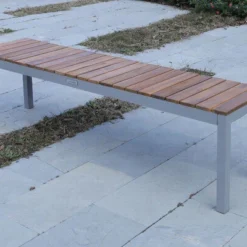 VILLANA Bank, Alu Pulverbeschichtet / FSC Akazienholz, 3 Personen, 165 X 40 X 45 Cm