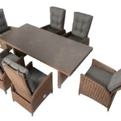 OUTFLEXX Dining Set, Hellbraun, Polyrattan, Tisch 220x100cm, Spraystone, 6mm, 6 Dining Sessel, Verstellbar -Günstiges Garten Perle Geschäft 18 20680.jpg