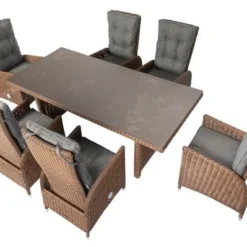 OUTFLEXX Dining Set, Hellbraun, Polyrattan, Tisch 220x100cm, Spraystone, 6mm, 6 Dining Sessel, Verstellbar -Günstiges Garten Perle Geschäft 19 20680.jpg