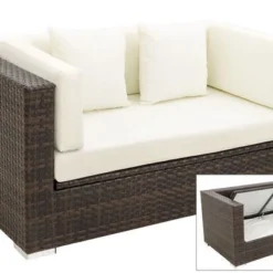 OUTFLEXX 2-Sitzer Sofa, Braun Marmoriert, Polyrattan, 152 X 85 X 70 Cm, Wasserfeste Kissenbox