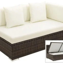 OUTFLEXX 2-Sitzer Ecksofa, Braun Marmoriert, Polyrattan, 145 X 85 X 70 Cm, Wasserfeste Kissenbox, Armlehne Li.