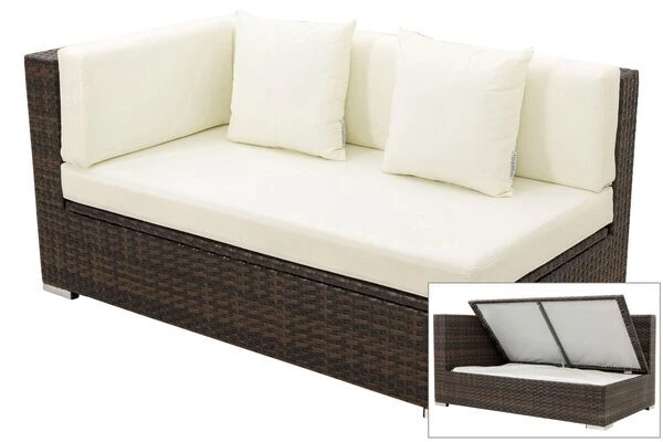 OUTFLEXX 2-Sitzer Ecksofa, Braun Marmoriert, Polyrattan, 145 X 85 X 70 Cm, Wasserfeste Kissenbox, Armlehne Re. 1 OUTFLEXX 2-Sitzer Ecksofa, Braun Marmoriert, Polyrattan, 145 X 85 X 70 Cm, Wasserfeste Kissenbox, Armlehne Re.