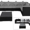 OUTFLEXX Loungemöbel-Set Polyrattan, Schwarz, Für 5 Personen, Inkl. Kaffeetisch, Wasserfeste Kissenbox