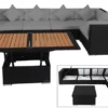 OUTFLEXX Loungemöbel-Set Polyrattan, Schwarz, Für 5 Personen, Inkl. Loungetisch, Wasserfeste Kissenbox