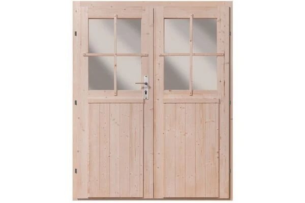 KARIBU Doppelflügeltür, Fichtenholz 1 KARIBU Doppelflügeltür, Fichtenholz