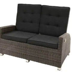 Ploß Rocking Comfort Dining / Lounge 2-Sitzer Sofa, Grau/braun-meliert, Polyrattan, 148x85x112 Cm, Verstellbar