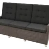 Ploß Rocking Comfort Dining / Lounge 3-Sitzer Sofa, Grau/braun-meliert, Polyrattan, 210x85x112 Cm, Verstellbar