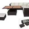 OUTFLEXX Loungemöbel-Set, Braun, Polyrattan, 6 Personen, Wasserfeste Kissenbox, Inkl. Loungetisch