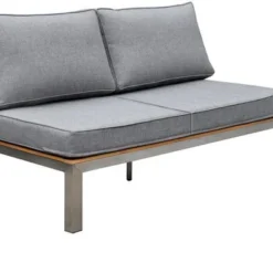 Günstiges Garten Perle Geschäft 42 OUTFLEXX 2-Sitzer Sofa, Silber/grau, Edelstahl/FSC-Teakholz/Textil, 168 X 79 X 64 Cm