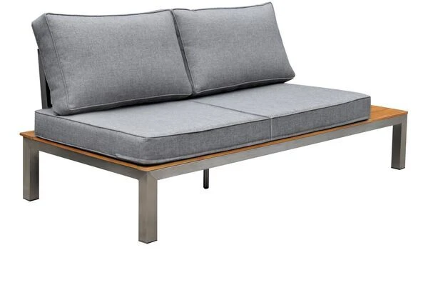 OUTFLEXX 2-Sitzer Sofa, Silber/grau, Edelstahl/FSC-Teakholz/Textil, 168 X 79 X 64 Cm 1 OUTFLEXX 2-Sitzer Sofa, Silber/grau, Edelstahl/FSC-Teakholz/Textil, 168 X 79 X 64 Cm