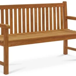 OUTFLEXX Ontario 3-Sitzer Gartenbank, Natur, Teakholz, 150x62x92cm, Fein Geschliffen