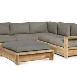 OUTFLEXX Kassel Ecklounge, Recyceltes Teakholz, Inkl. Polster Aus Olefin, Rustikal Gebürstet