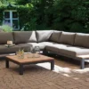 SONNENPARTNER Equila Loungegruppe, Anthrazit, Alu/Teakholz, 5 Personen, Inkl. Polster