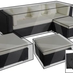 OUTFLEXX Premium Abdeckhaubenset, Für Lounge TheBox-B: 18226/ 18227/ 18228/ 16068, Schwarz, Wasserbeständig