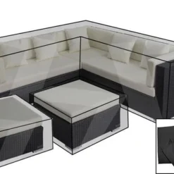 OUTFLEXX Premium Abdeckhaubenset, Für Lounge TheBox-B: 18229/ 18230/ 18231/ 16069, Schwarz, Wasserbeständig