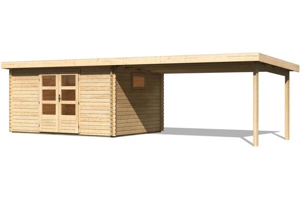 KARIBU Blockbohlenhaus Trittau 5, Fichtenholz Ca. 40 Mm, Pultdach 1 KARIBU Blockbohlenhaus Trittau 5, Fichtenholz Ca. 40 Mm, Pultdach