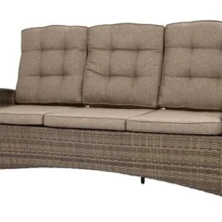 Ploß Rabida Comfort Dining / Lounge 3-Sitzer Sofa, Champagner-meliert, Polyrattan, 210x85x112 Cm, Verstellbar