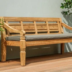 OUTFLEXX Bank, Natur, Recycled FSC®-Teak, 180x70x85cm, Aufwändig Gestaltet, Mit Armlehnen