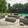 OUTFLEXX Loungemöbel, White Faded Grey, Polyrattan, 4 Personen, Inkl. Tisch 70 X 130 Cm Und Polster Aus Olefin In Anthrazit