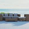 OUTFLEXX Loungegarnitur, Hellbraun, Polyrattan, 8tlg, 7 Personen, Inkl. Polster Und Kissen