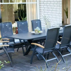 HARTMAN Sondermodell Xanadu / Da Vinci Sitzgruppe, Xerix/anthrazit, Alu/Glaskeramik, 8 Multipos, 220/280x100cm