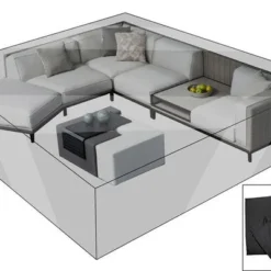 OUTFLEXX Premium Abdeckhaube Für Lounge, Z.B. 20808/28679, 300x355x70cm, Wasserbeständig, Schwarz