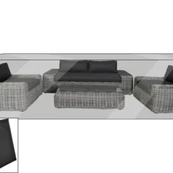 OUTFLEXX Premium Abdeckhaube Für Lounge, Z.B. 20789 / 20906, 440x230x70cm, Wasserbeständig, Schwarz