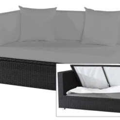 OUTFLEXX 2-Sitzer Ecksofa, Schwarz, Polyrattan, 145x85x70cm, Armlehne Rechts, Wasserfeste Kissenbox