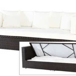 OUTFLEXX 3-Sitzer Sofa, Braun, Polyrattan,210x85x70cm, Inkl. Polster + Wasserfeste Kissenbox