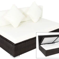 OUTFLEXX 2-Sitzer Mittelelement, Braun, Polyrattan, 140x85x70cm, Inkl. Polster, Wasserfeste Kissenbox