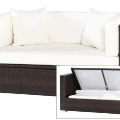 OUTFLEXX 2-Sitzer Sofa, Braun, Polyrattan, 152x85x70cm, Inkl. Polster, Wasserfeste Kissenbox