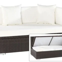 OUTFLEXX 2-Sitzer Ecksofa, Braun, Polyrattan, 145x85x70cm, Armlehne Li, Inkl. Kissen, Wasserfeste Kissenbox
