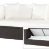 OUTFLEXX 2-Sitzer Ecksofa, Braun, Polyrattan, 145x85x70cm, Armlehne Re, Inkl. Kissen, Wasserfeste Kissenbox