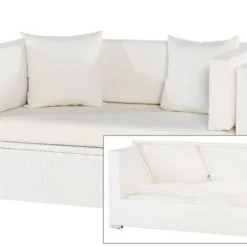 OUTFLEXX 2-Sitzer Sofa, Weiß, Polyrattan, 152x85x70cm, Inkl. Polster, Wasserfeste Kissenbox
