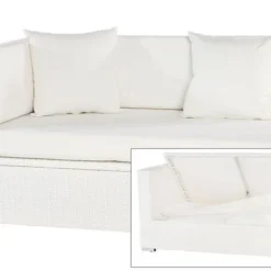 Günstiges Garten Perle Geschäft 40 OUTFLEXX 2-Sitzer Ecksofa, Weiß, Polyrattan, 145x85x70cm, Armlehne Re, Inkl. Polster, Wasserfeste Kissenbox