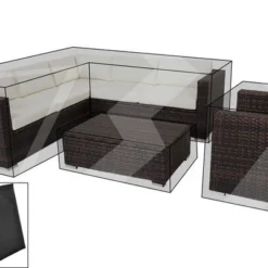 OUTFLEXX Premium Abdeckhaube Für Sofaset 7760 (Ecksofa+Sessel+Tisch), Schwarz, Wasserbeständig
