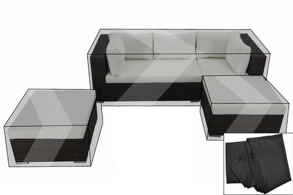 OUTFLEXX Premium Abdeckhauben-Set Für TheBox Lounge -A/-D 7765 (Dreisitzer+2 Hocker), Schwarz, Wasserbeständig 1 OUTFLEXX Premium Abdeckhauben-Set Für TheBox Lounge -A/-D 7765 (Dreisitzer+2 Hocker), Schwarz, Wasserbeständig