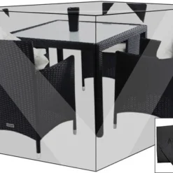 OUTFLEXX Premium Abdeckhaube Für Esstischgarnituren, Schwarz, 178x124x83cm, Wasserbeständig