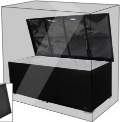 OUTFLEXX Premium Abdeckhaube Für Kissenbox, Schwarz, 204x94x75cm, Wasserbeständig