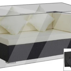 OUTFLEXX Premium Abdeckhaube Passend Z.B. Für TheBox 2er-Ecksofa Arml. Li., Schwarz, 147x87x68cm, Wasserbeständig