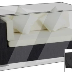 OUTFLEXX Premium Abdeckhaube Passend Z.B. Für TheBox 2er-Ecksofa Arml. Re., Schwarz, 147x87x68cm, Wasserbeständig
