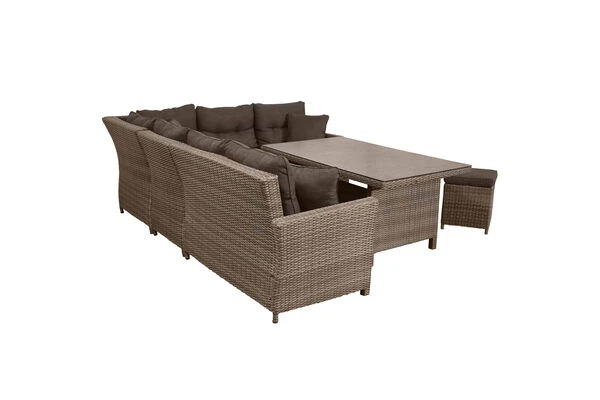 Ploß Rabida Dining-Lounge, Champagner-meliert, Polyrattan, 7 Tlg., 5-6 Pers., 146x85cm, Inkl. Polster 7 Ploß Rabida Dining-Lounge, Champagner-meliert, Polyrattan, 7 Tlg., 5-6 Pers., 146x85cm, Inkl. Polster – Bild 7