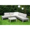 Ploß Arendal Ecklounge-Set, Vintage-Look, Polyrattan/FSC-Akazie, 4 Tlg., 4-5 Pers., 75x75cm, Inkl. Polster