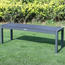 VILLANA Bank, Anthrazit, Alu/Holzimitat, 135x40x45 Cm, Für Bis Zu 3 Personen